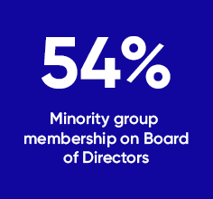 46% minority group membership on board of directors